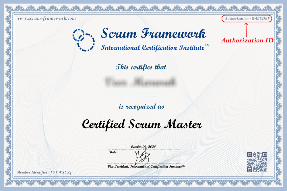 Scrum Certification - Scrum Master Certification - Authorization ID